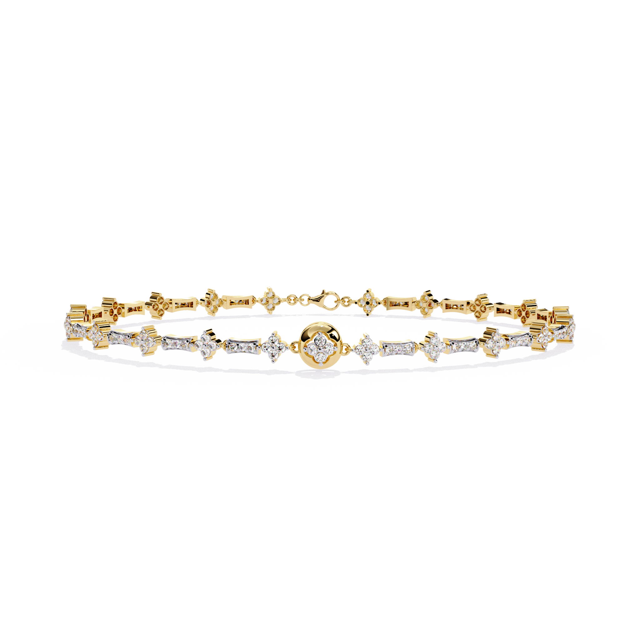 Starlit Bloom Diamond Bracelet – Floral Motif Round Cut Diamond Bracelet