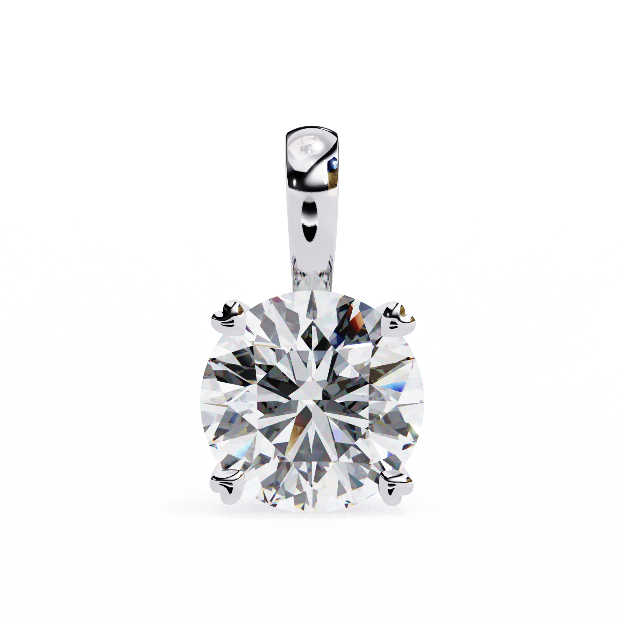 Round Brilliant Diamond Pendant - Heart Prong Setting