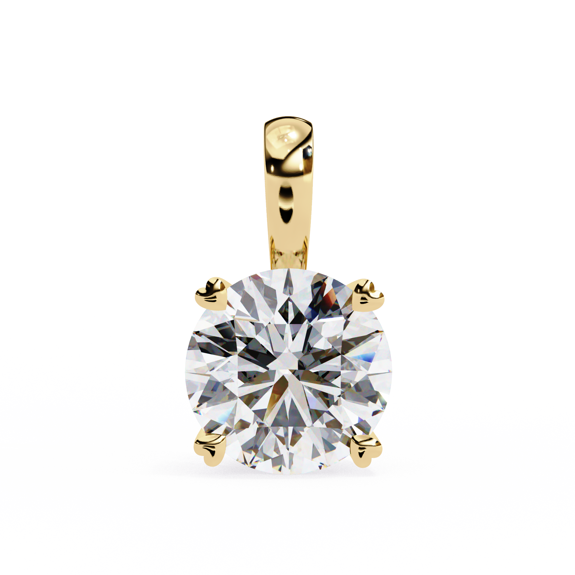 Round Brilliant Diamond Pendant - Heart Prong Setting