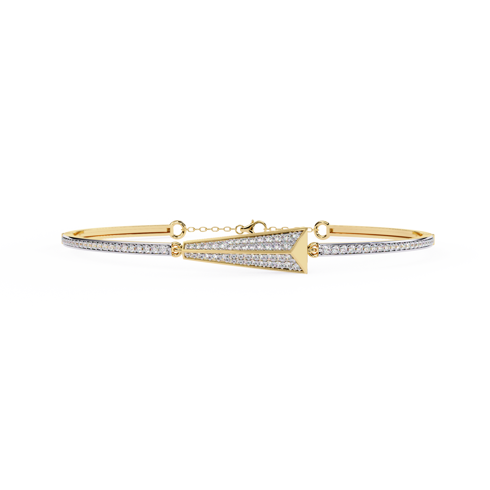 Diamond Encrusted Arrowhead Bracelet - Modern Geometric Statement Design