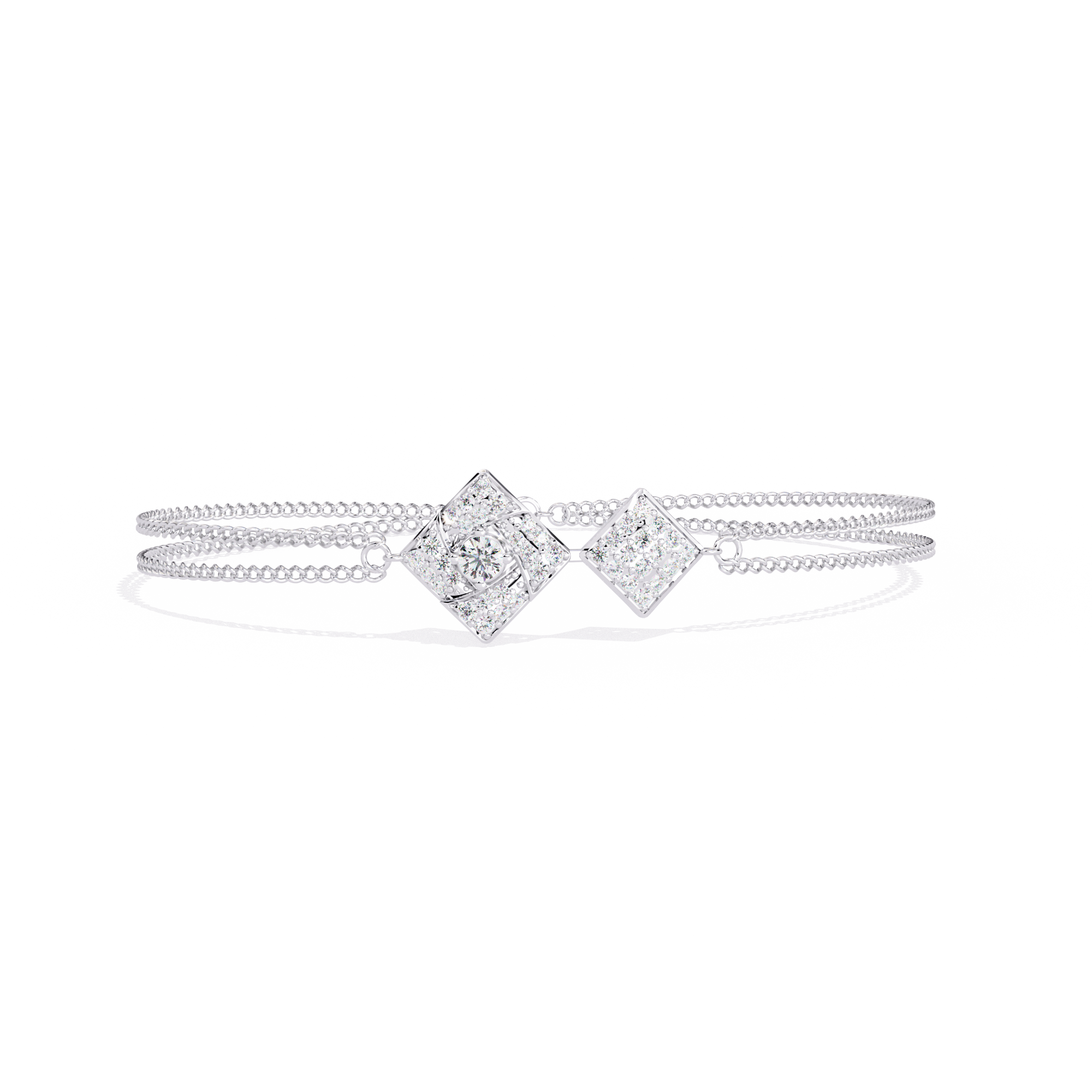 Geometric Duo-Square Diamond Bracelet Round Brilliant Cut